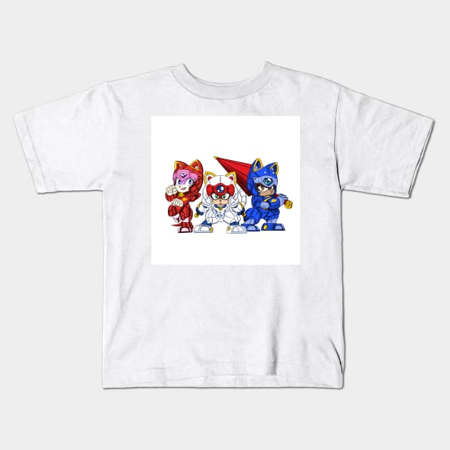 samurai pizza cats ecopop art in japan style wallpaper Kids T-Shirt by jorge_lebeau